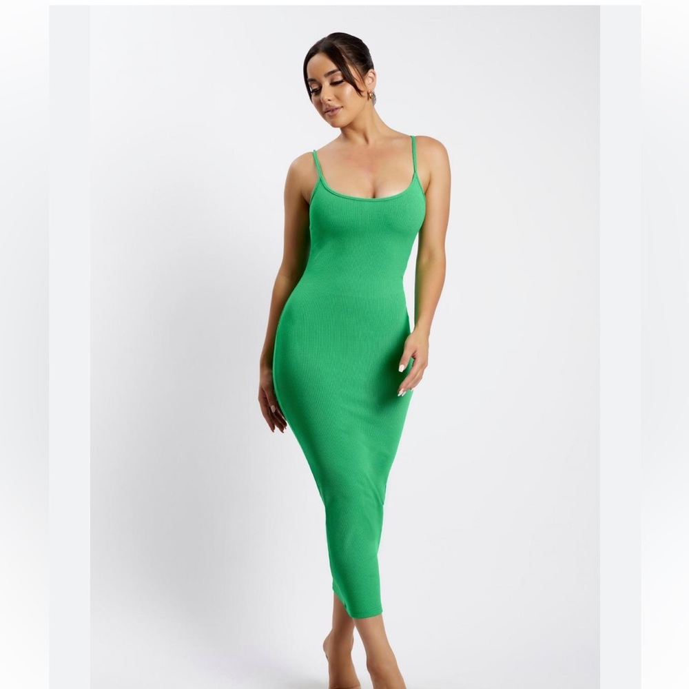MESHKI Cami Midi Dress | Alexis | Ribbed Green Cami